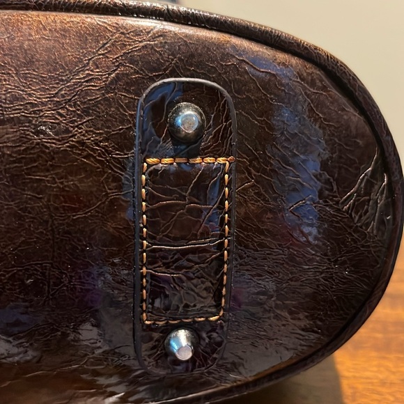 MC Marc Chantal  croc embossed /hi gloss patent leather shoulder bag Bk/Brn NWOT - Picture 16 of 17